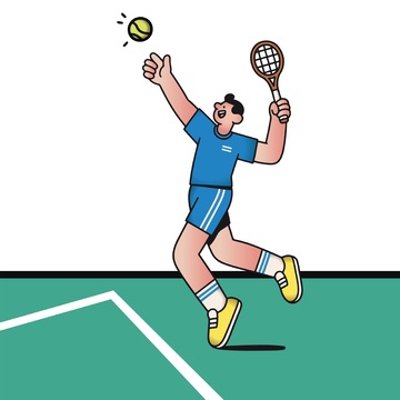 运动插画网球运动员击球瞬间