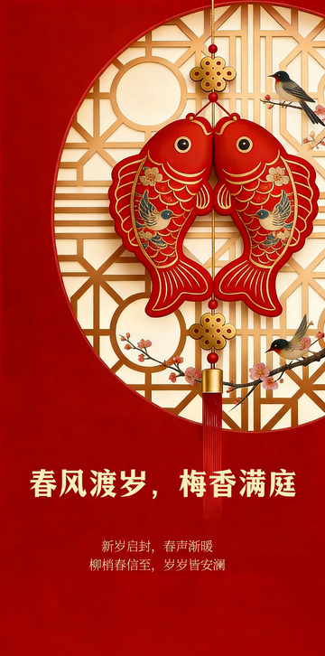 新年喜庆鱼装饰设计图