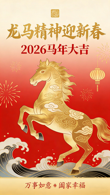 龙马精神迎新春海报设计