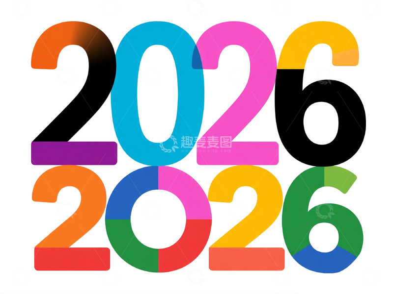 高清大图下载【趣麦麦图】彩色数字2026设计素材