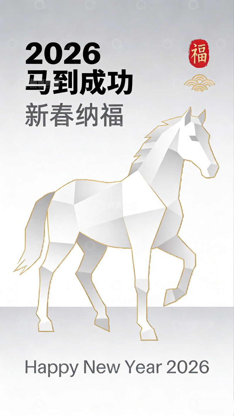 高清大图下载【趣麦麦图】2026马年新春贺卡