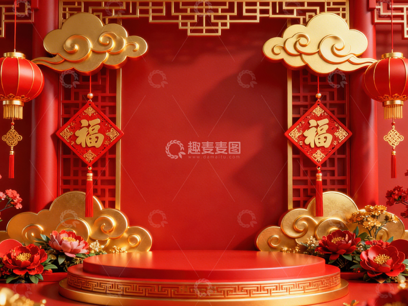 高清大图下载【趣麦麦图】新年元旦春节背景_普屏694