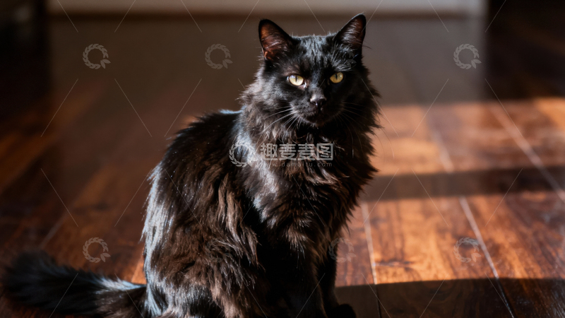 高清大图下载【趣麦麦图】可爱黑猫033