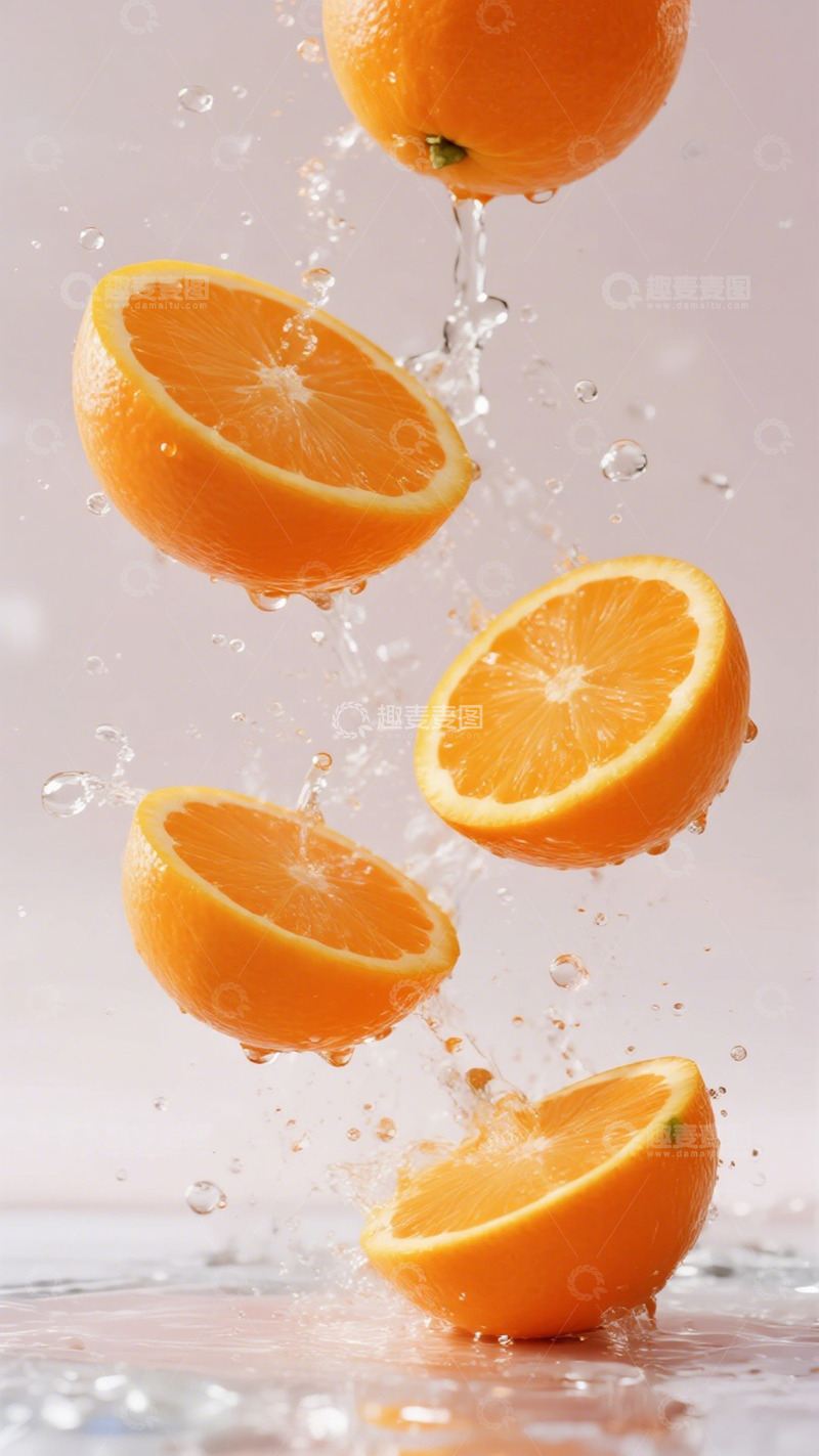 高清大图下载【趣麦麦图】橙子飞溅水珠创意摄影