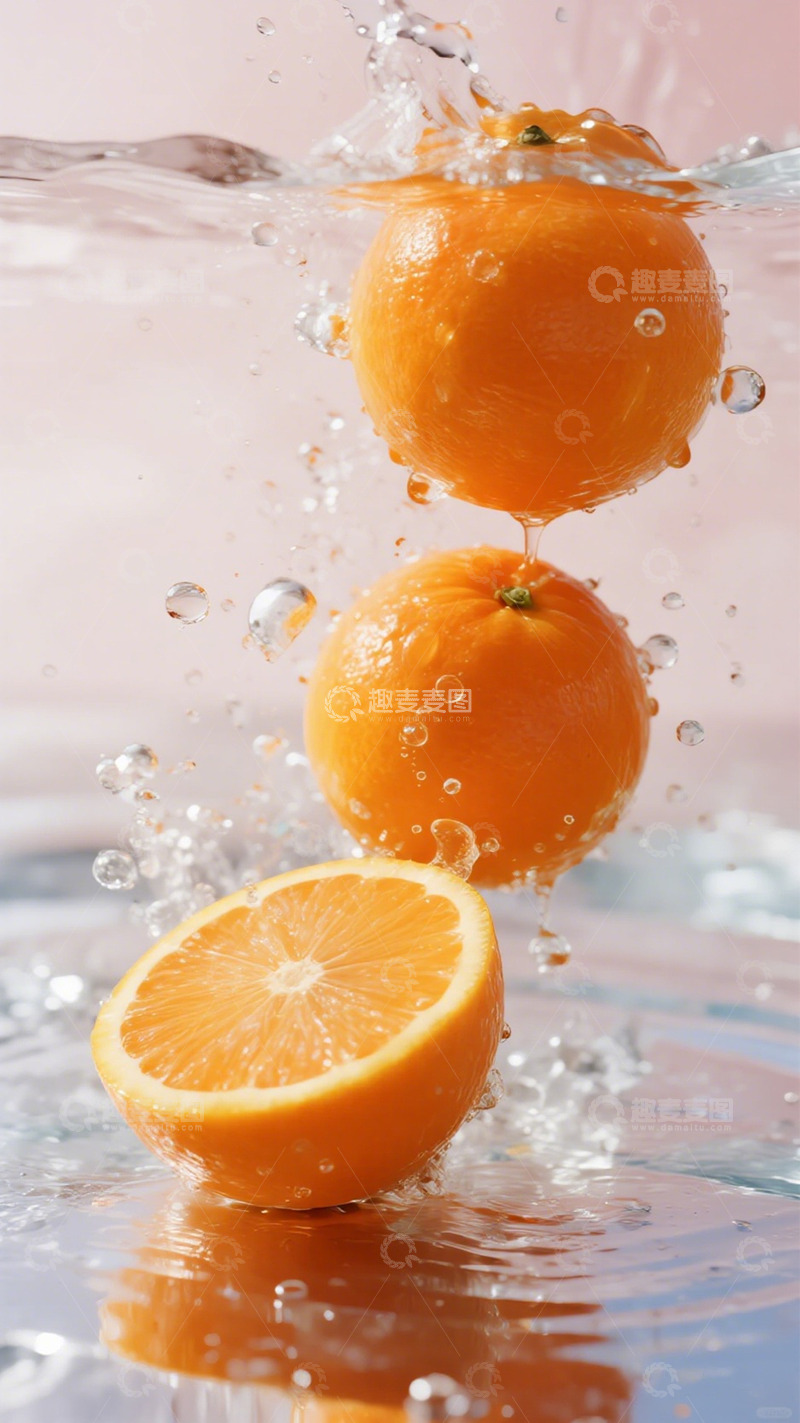 高清大图下载【趣麦麦图】动感橙子水花摄影