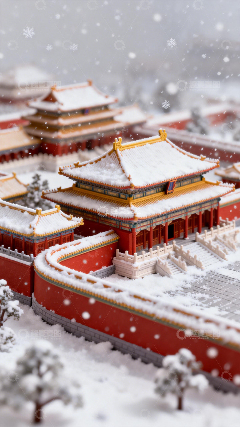 高清大图下载【趣麦麦图】雪景故宫模型建筑