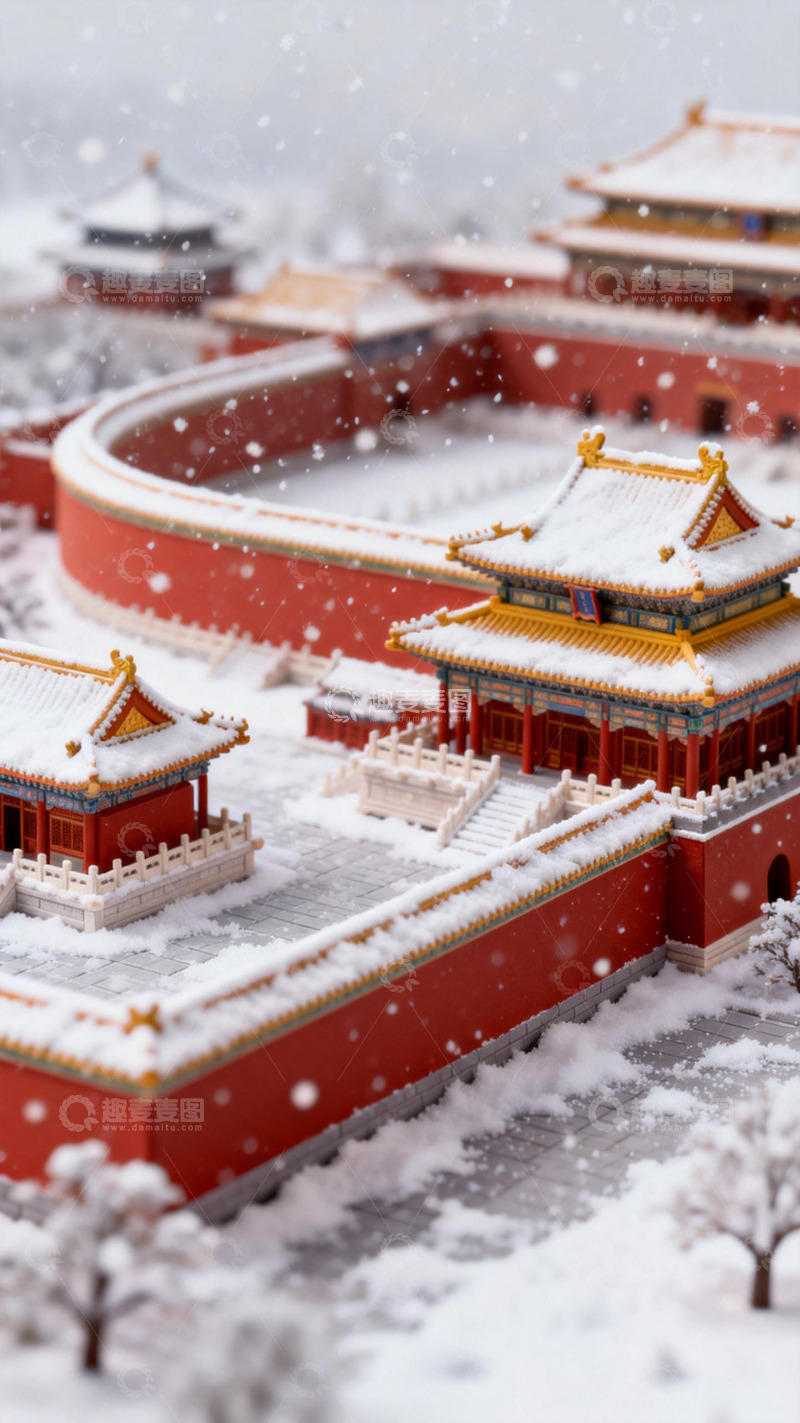 高清大图下载【趣麦麦图】雪景故宫微缩模型