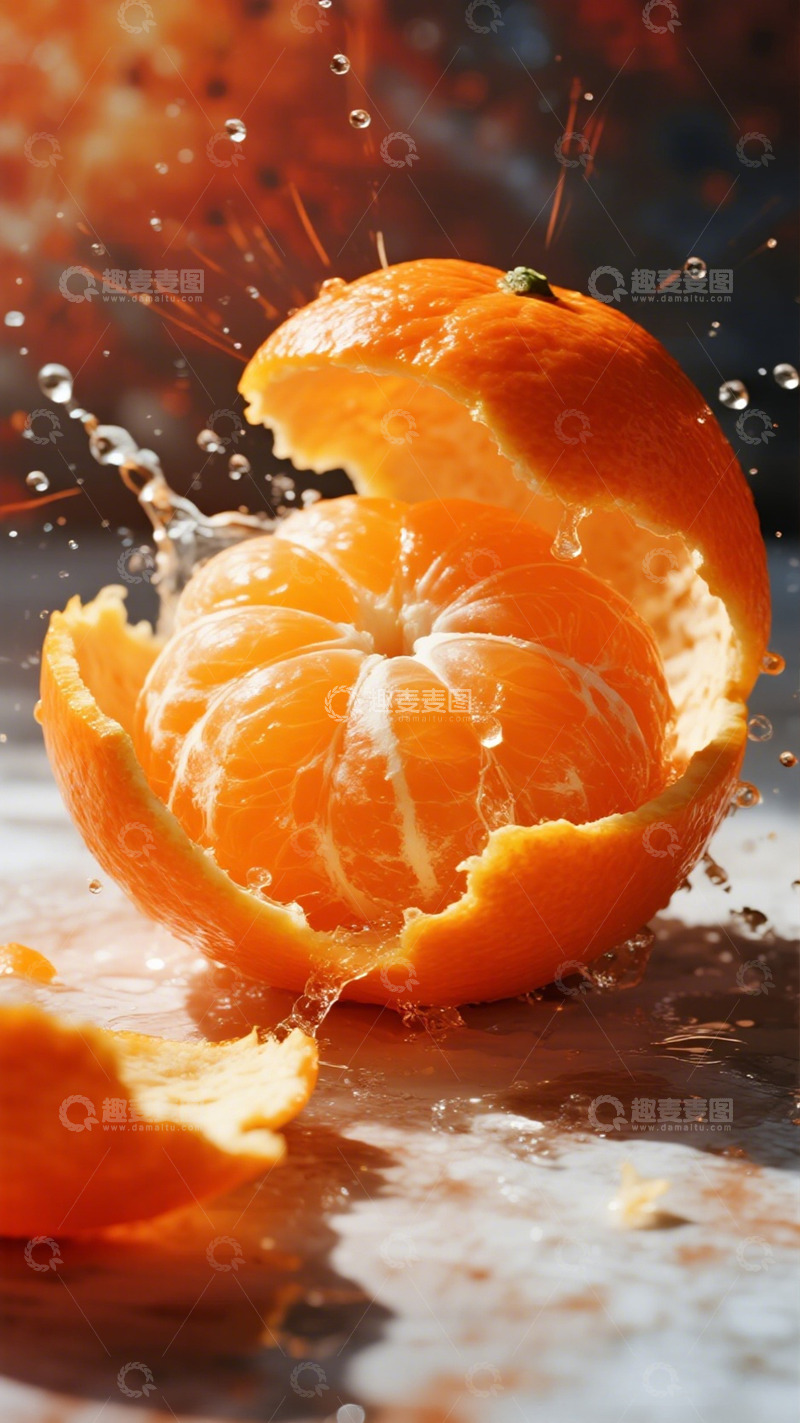 高清大图下载【趣麦麦图】动感橘子水花摄影