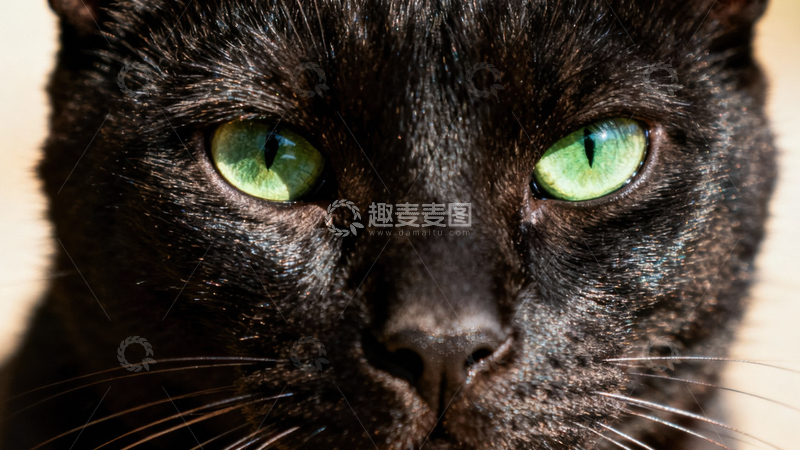 高清大图下载【趣麦麦图】可爱黑猫032