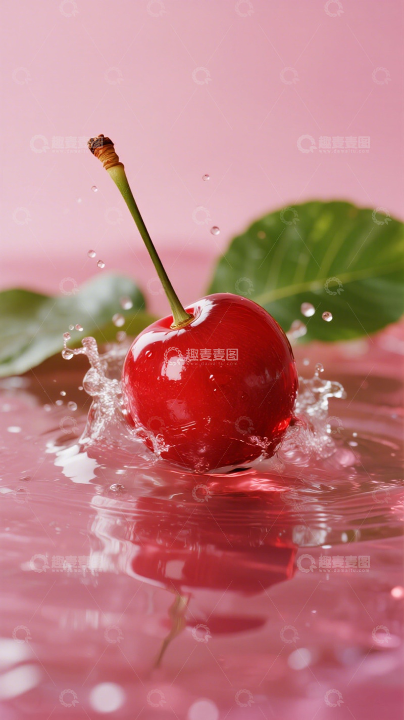 高清大图下载【趣麦麦图】樱桃水滴摄影图片