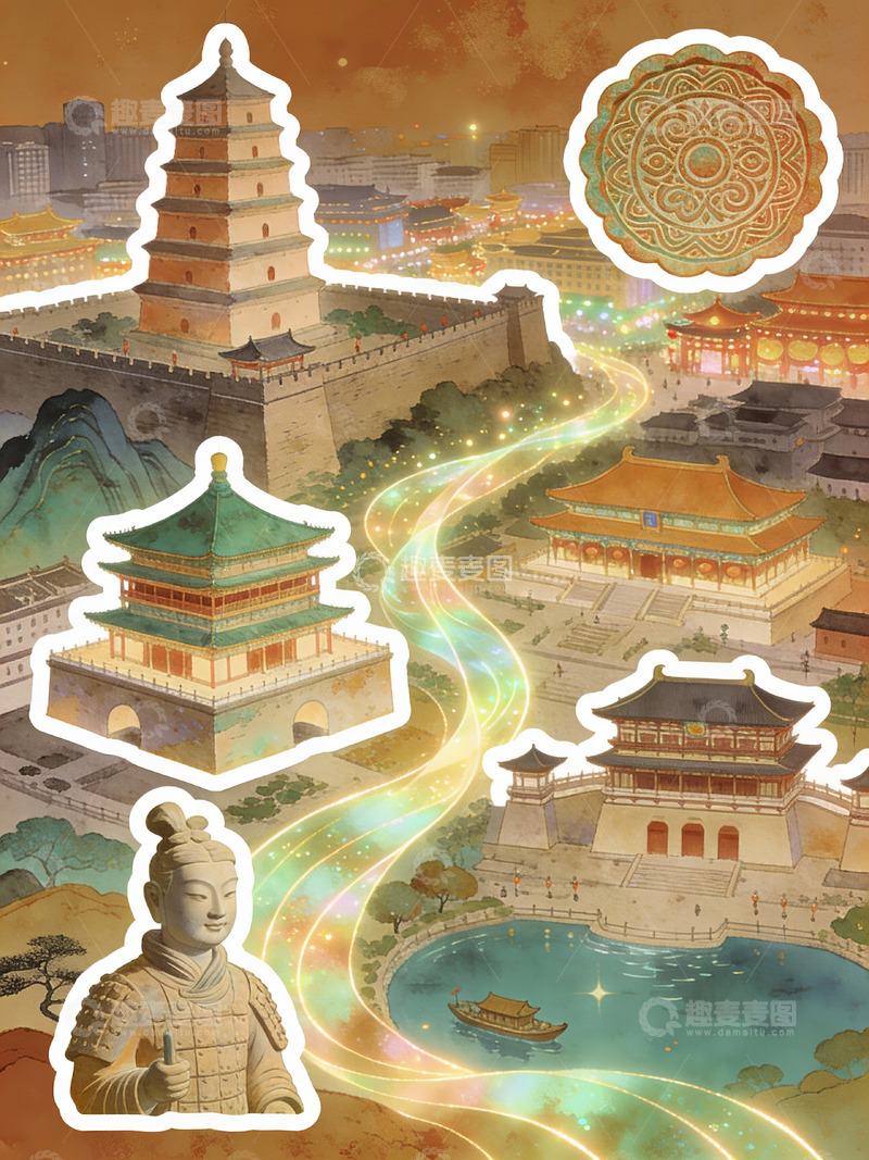 高清大图下载【趣麦麦图】长安夜宴：古今盛景织流光