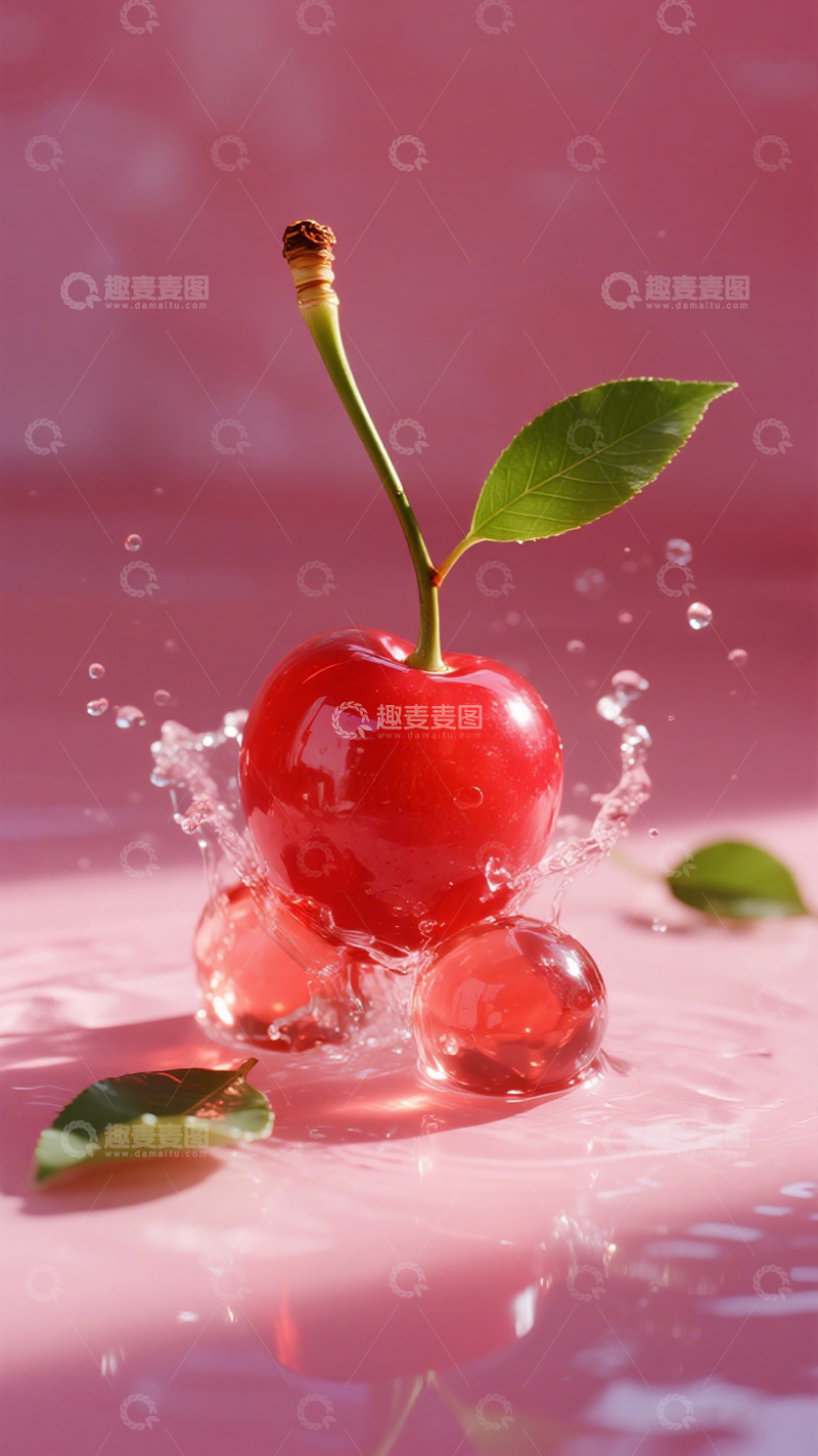 高清大图下载【趣麦麦图】樱桃水珠艺术摄影