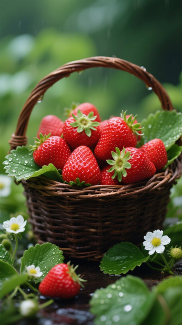 田园风草莓篮子自然风光摄影