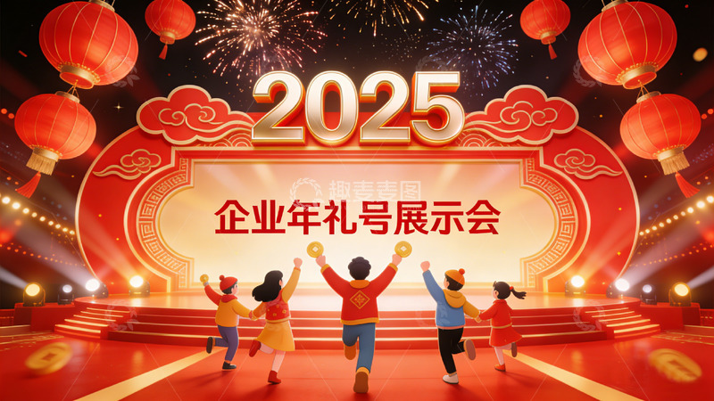 高清大图下载【趣麦麦图】喜庆2025企业年会展示
