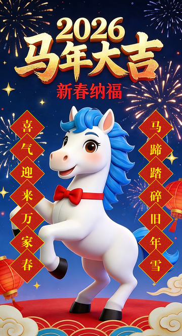 马年大吉新春祝福海报设计素材