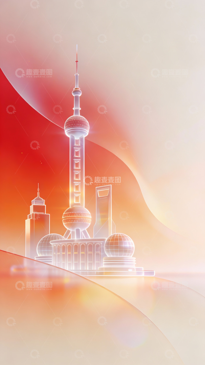 高清大图下载【趣麦麦图】霓虹渐变下的东方明珠