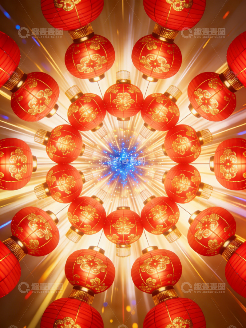 高清大图下载【趣麦麦图】红灯笼对称图案装饰设计