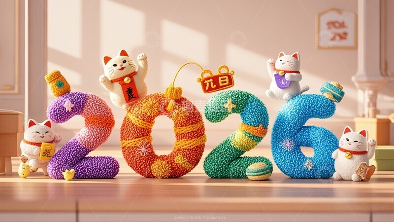 高清大图下载【趣麦麦图】卡通招财猫新年装饰设计素材