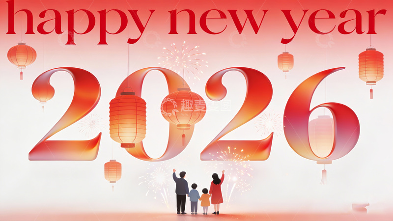 高清大图下载【趣麦麦图】新年欢庆2026家庭剪影