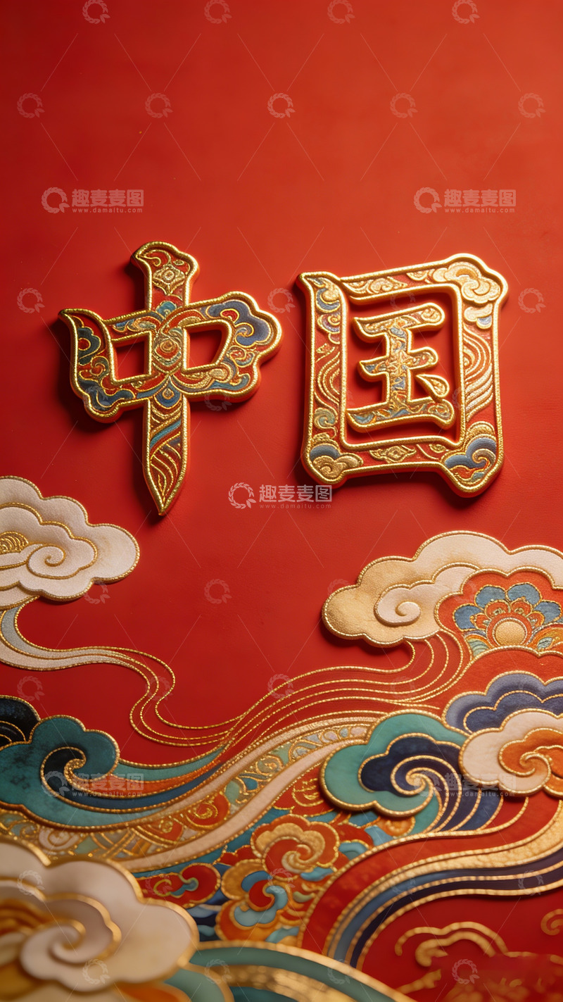 高清大图下载【趣麦麦图】中国风金色汉字装饰画