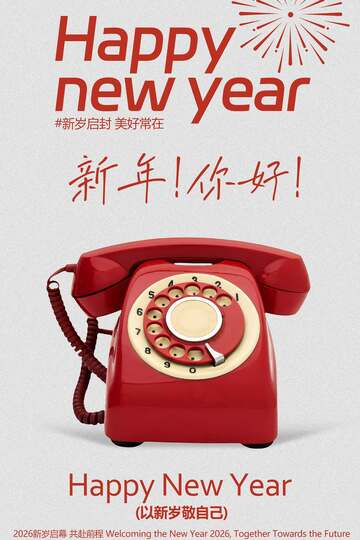 新年复古电话贺岁海报 