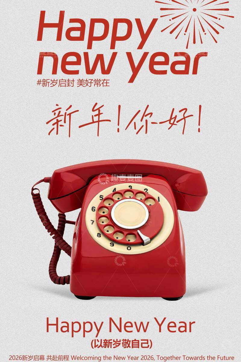 源文件下载【趣麦麦图】新年复古电话贺岁海报 