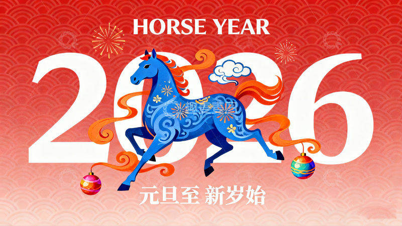 高清大图下载【趣麦麦图】马年喜庆插画设计素材