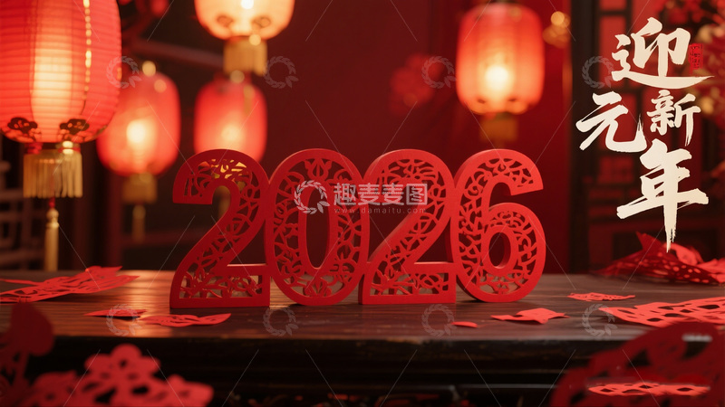 高清大图下载【趣麦麦图】新年庆祝剪纸艺术装饰