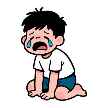 卡通哭泣小男孩插图