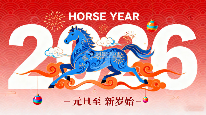 高清大图下载【趣麦麦图】马年庆祝插画