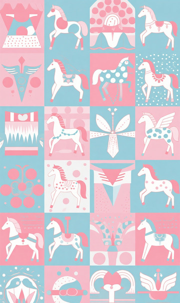 粉色梦幻骏马图案设计素材