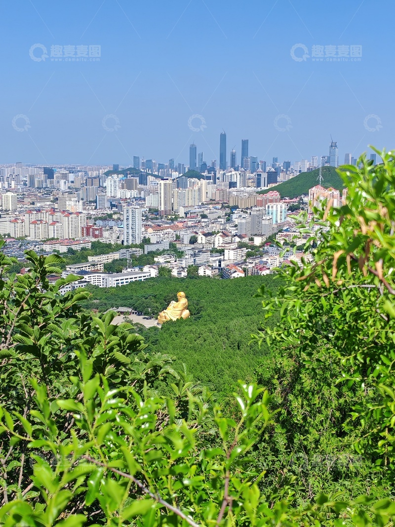 高清大图下载【趣麦麦图】城市绿意与高楼全景