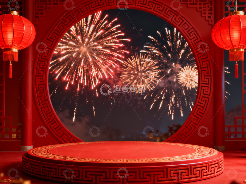 高清大图下载【趣麦麦图】红调新春喜庆展台画面