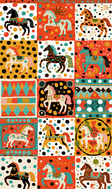 彩绘马匹图案设计素材