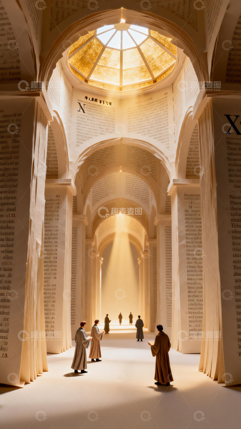 高清大图下载【趣麦麦图】书页筑成的穹顶拱廊2