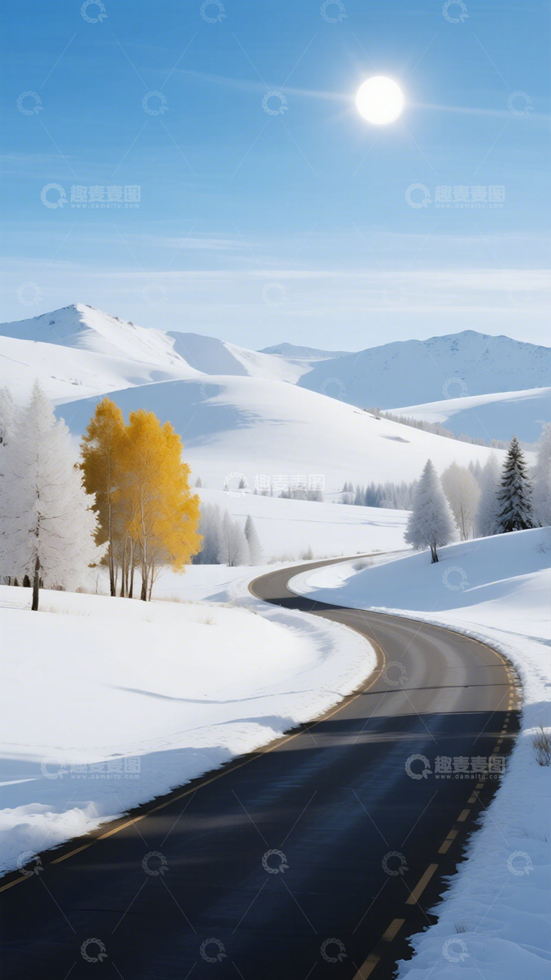 高清大图下载【趣麦麦图】冬日雪景公路风光