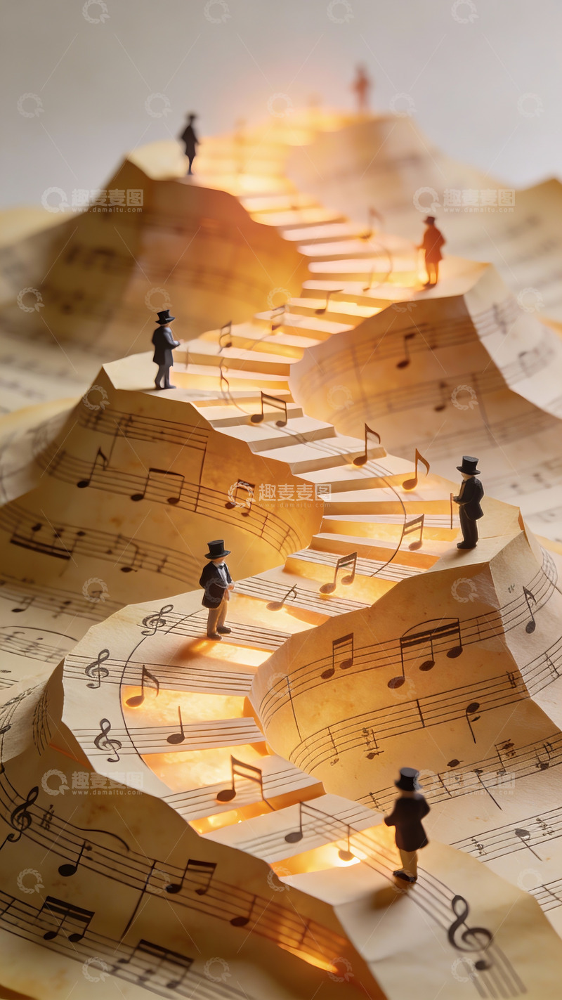 高清大图下载【趣麦麦图】曲谱褶皱成的音浪山峦2