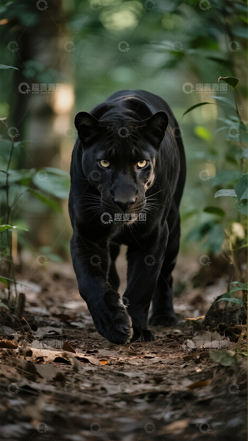 高清大图下载【趣麦麦图】森林黑豹自然摄影