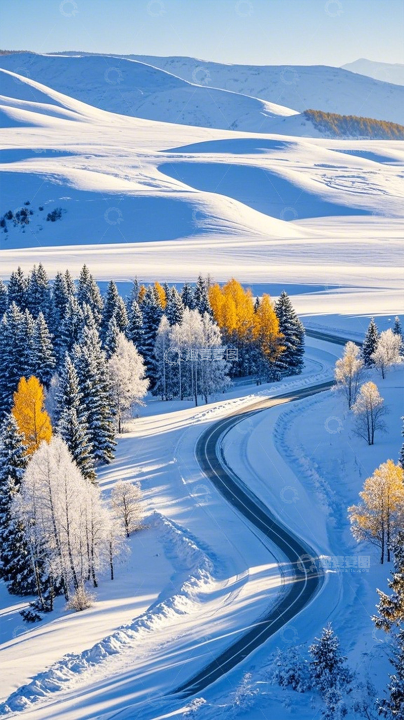 高清大图下载【趣麦麦图】雪域公路秋意浓