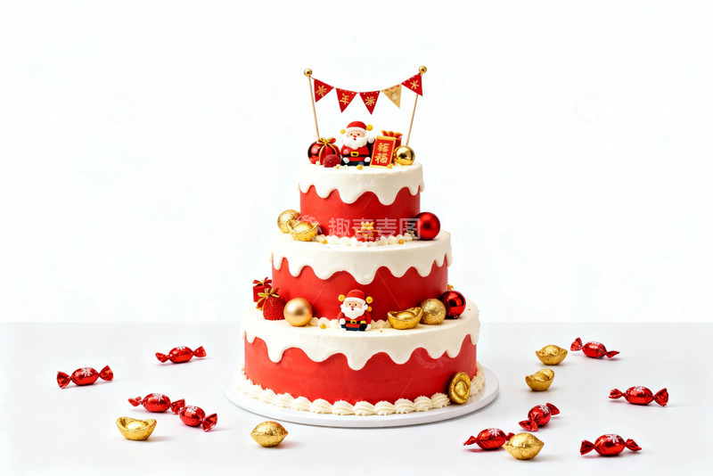高清大图下载【趣麦麦图】圣诞三层蛋糕装饰设计