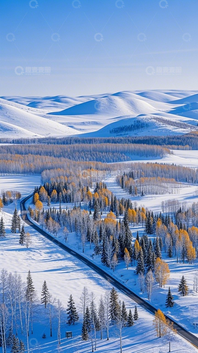 高清大图下载【趣麦麦图】冬日雪景公路风光