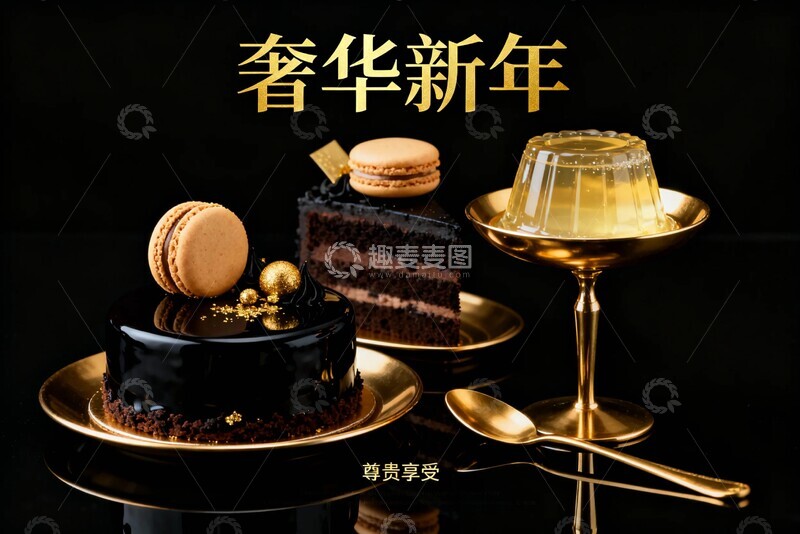 高清大图下载【趣麦麦图】奢华新年甜点组合