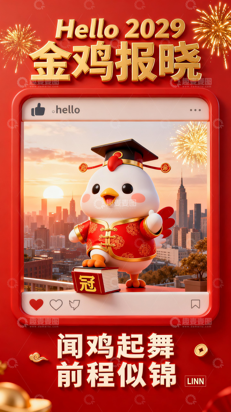 高清大图下载【趣麦麦图】2029 金鸡报晓萌鸡2