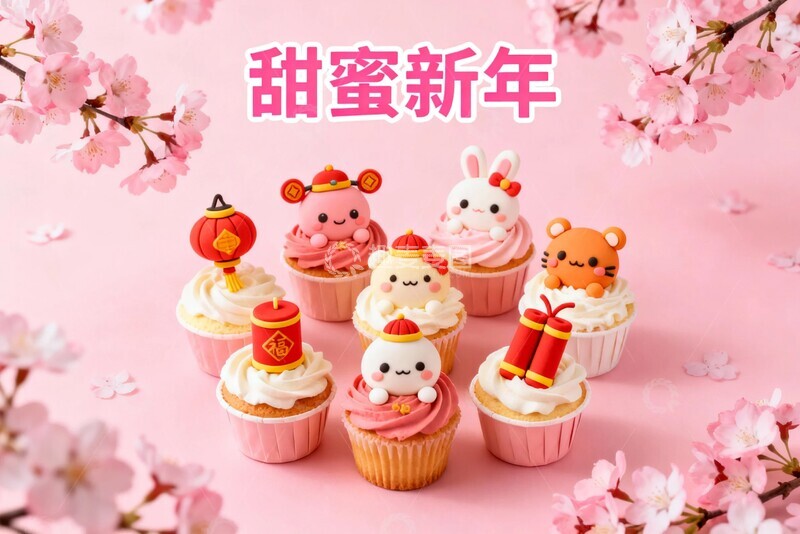 高清大图下载【趣麦麦图】粉色甜点盛宴精致摆盘艺术照1