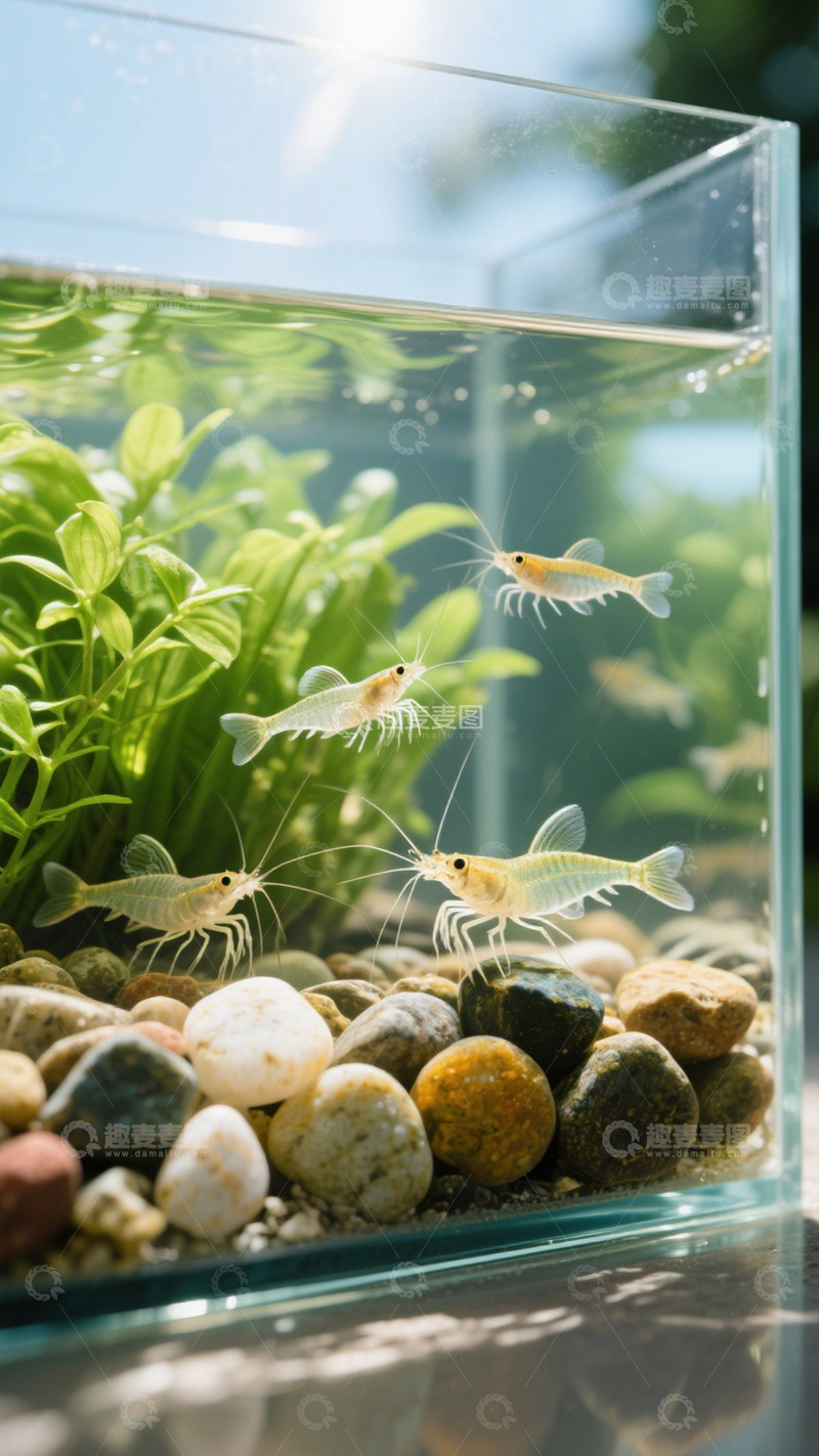 高清大图下载【趣麦麦图】透明鱼缸虾游景