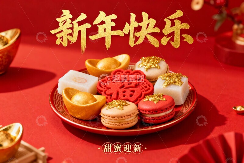 高清大图下载【趣麦麦图】新年喜庆糕点美食摄影图片