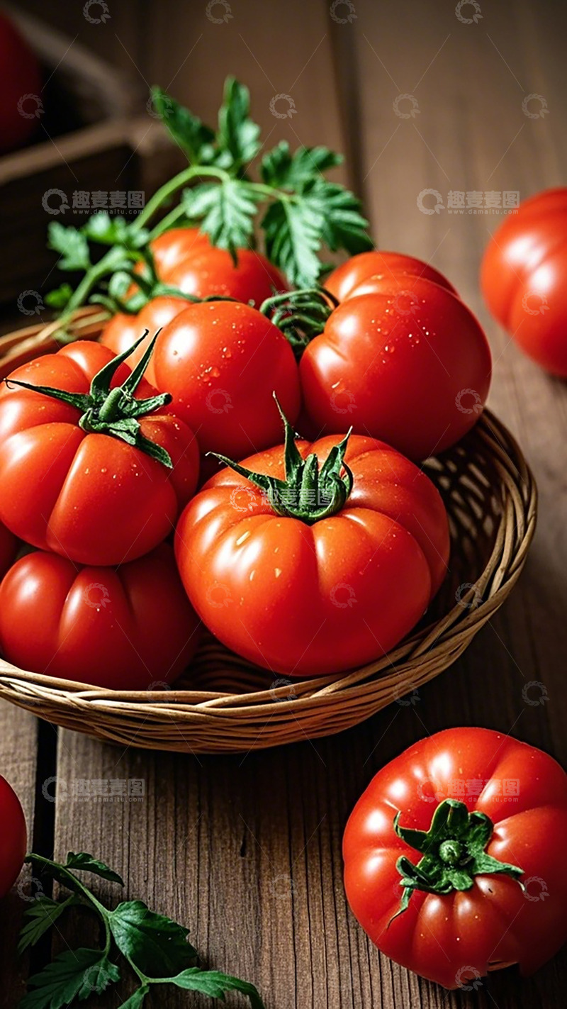 高清大图下载【趣麦麦图】篮子里的红番茄