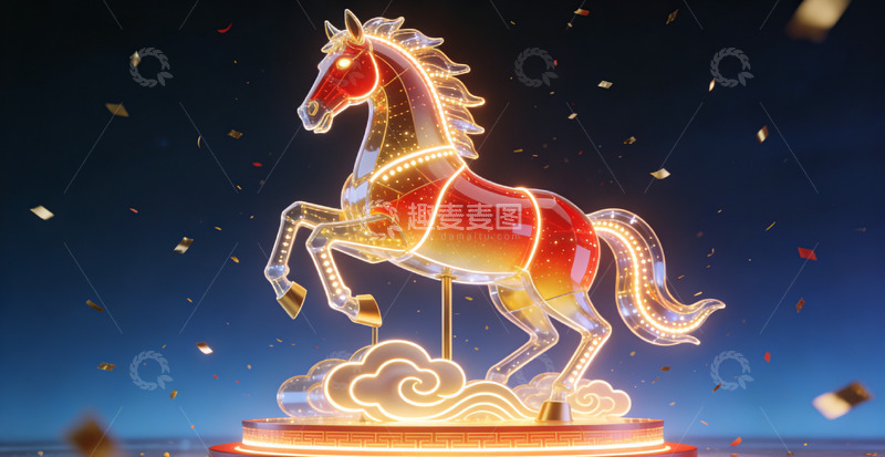 高清大图下载【趣麦麦图】华丽发光旋转木马节日装饰