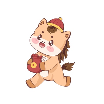 可爱卡通小马插画表情包设计素材