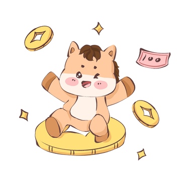 卡通马儿财富梦想插画